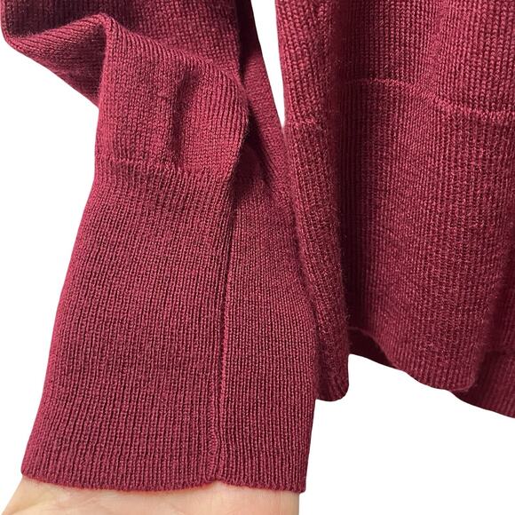 J Crew Womens Wool Blend Turtleneck Sweater Size M Burgundy Preppy Academia - Picture 4 of 7